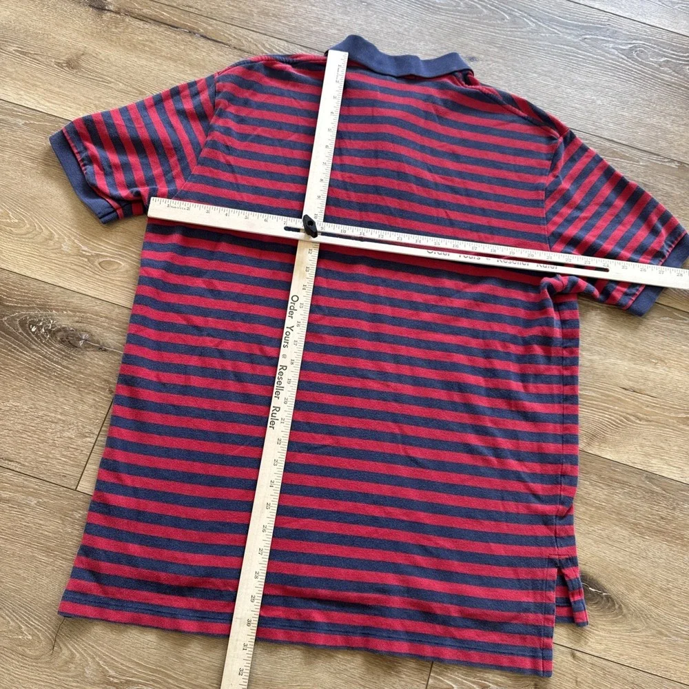 Polo Ralph Lauren Shirt Mens XL‎ Red Striped Cotton Crest Coat of Arms Logo Vtg